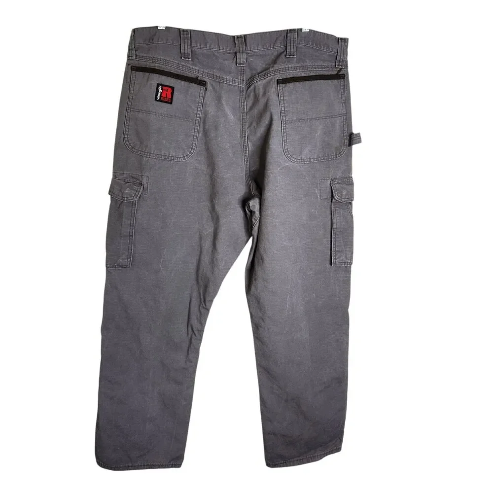 Wrangler RIGGS Mens 40x32 Gray Workwear Ripstop Ranger Cargo Carpenter Pants